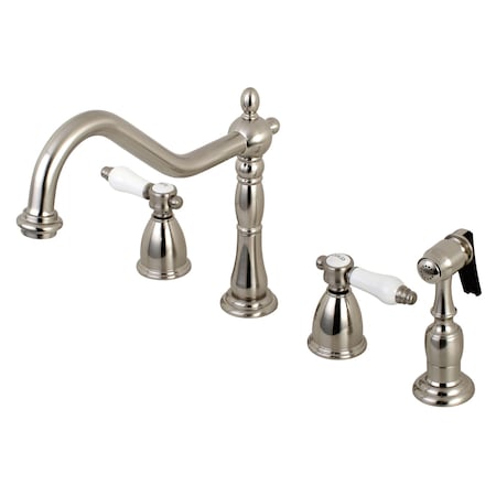Kingston Brass Widespread Kitchen Faucet, Brushed Nickel KB1798BPLBS